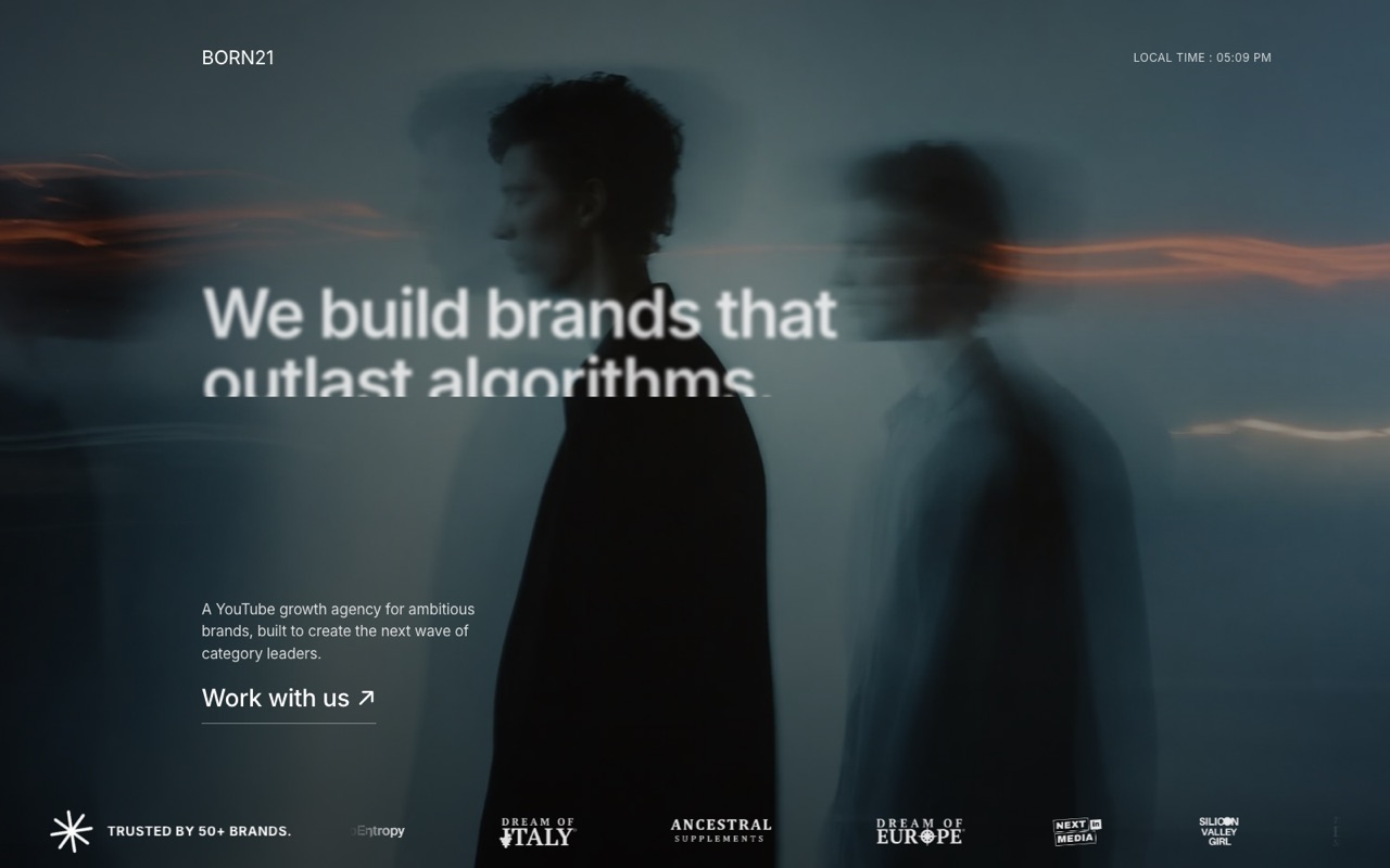 Born21 — YouTube growth agency website built by VIONICHE